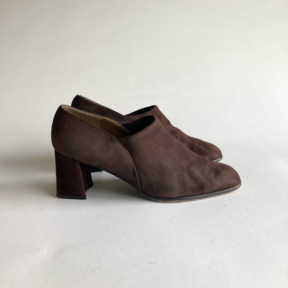Stuart Weitzman Brown Suede Genuine Leather Square Toe Classic Heels size 7 - Picture 2 of 15